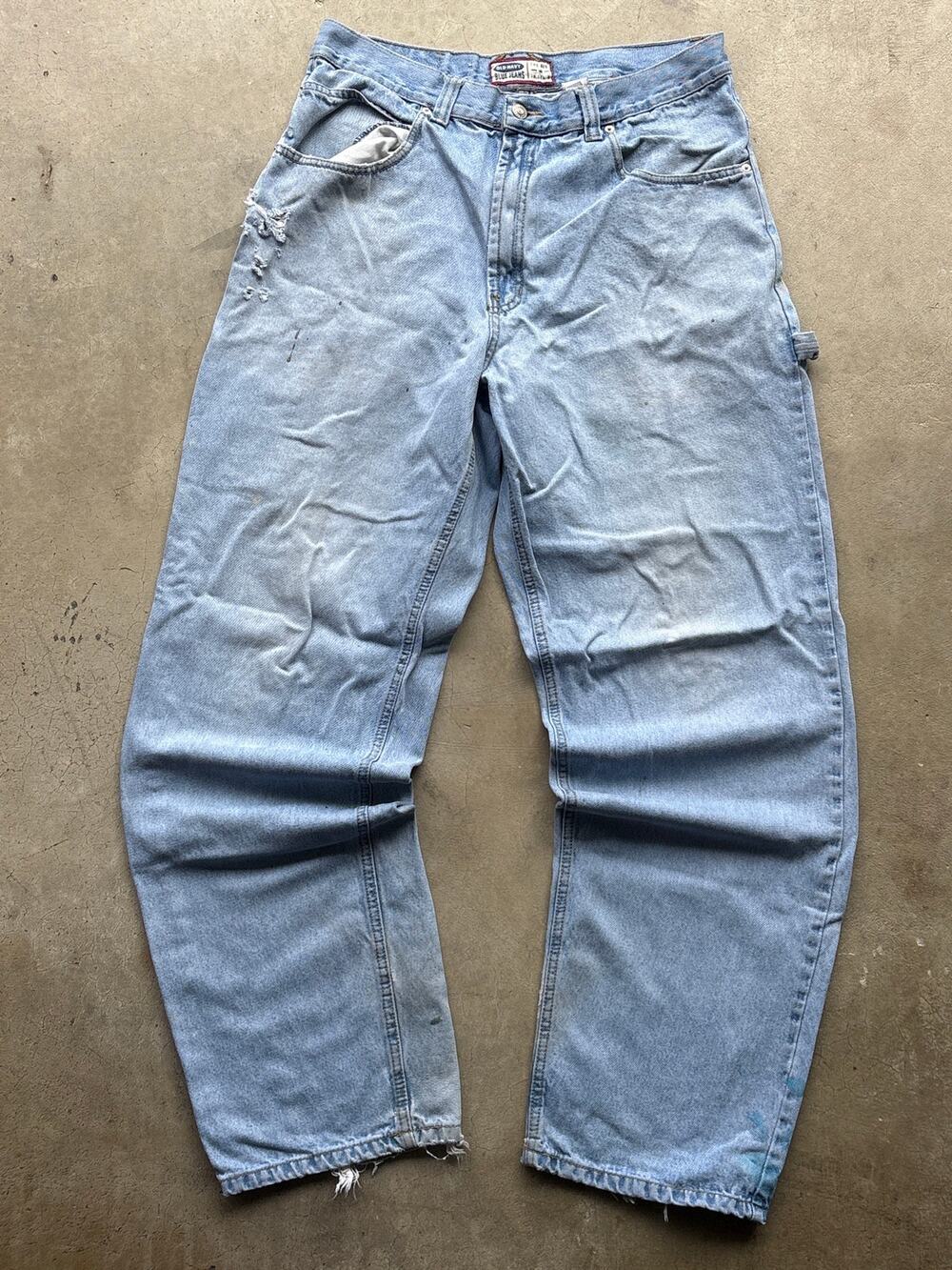 1999 Old Navy Thrashed baggy Carpenter painters jeans 34 Long y2K distressed